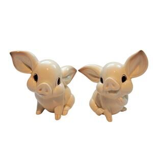 Vintage Pig Salt and Pepper Shakers Japan Cream Brown
